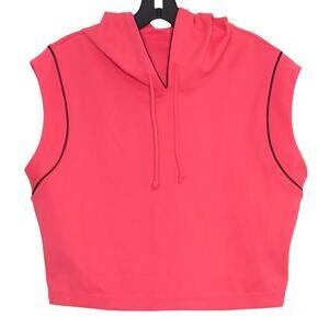 NEW Zyia Active Hoodie Katrine Athleisure Lounge Sleeveless Neon Coral Medium